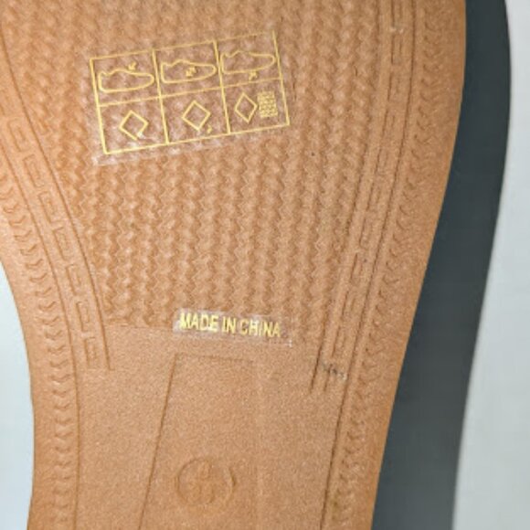 Bamboo Blue and White Beaded Open Toe Slip On Slide Sandals Women's Size 8 NWT - Picture 7 of 7